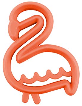 Silicone Baby Teether – BPA-Free Infant Teether with Easy-to-Hold Design and Textured Back Side to Massage and Soothe Sore, Swollen Gums, Flamingo
