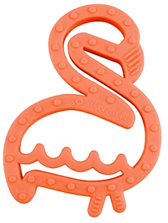 Silicone Baby Teether – BPA-Free Infant Teether with Easy-to-Hold Design and Textured Back Side to Massage and Soothe Sore, Swollen Gums, Flamingo